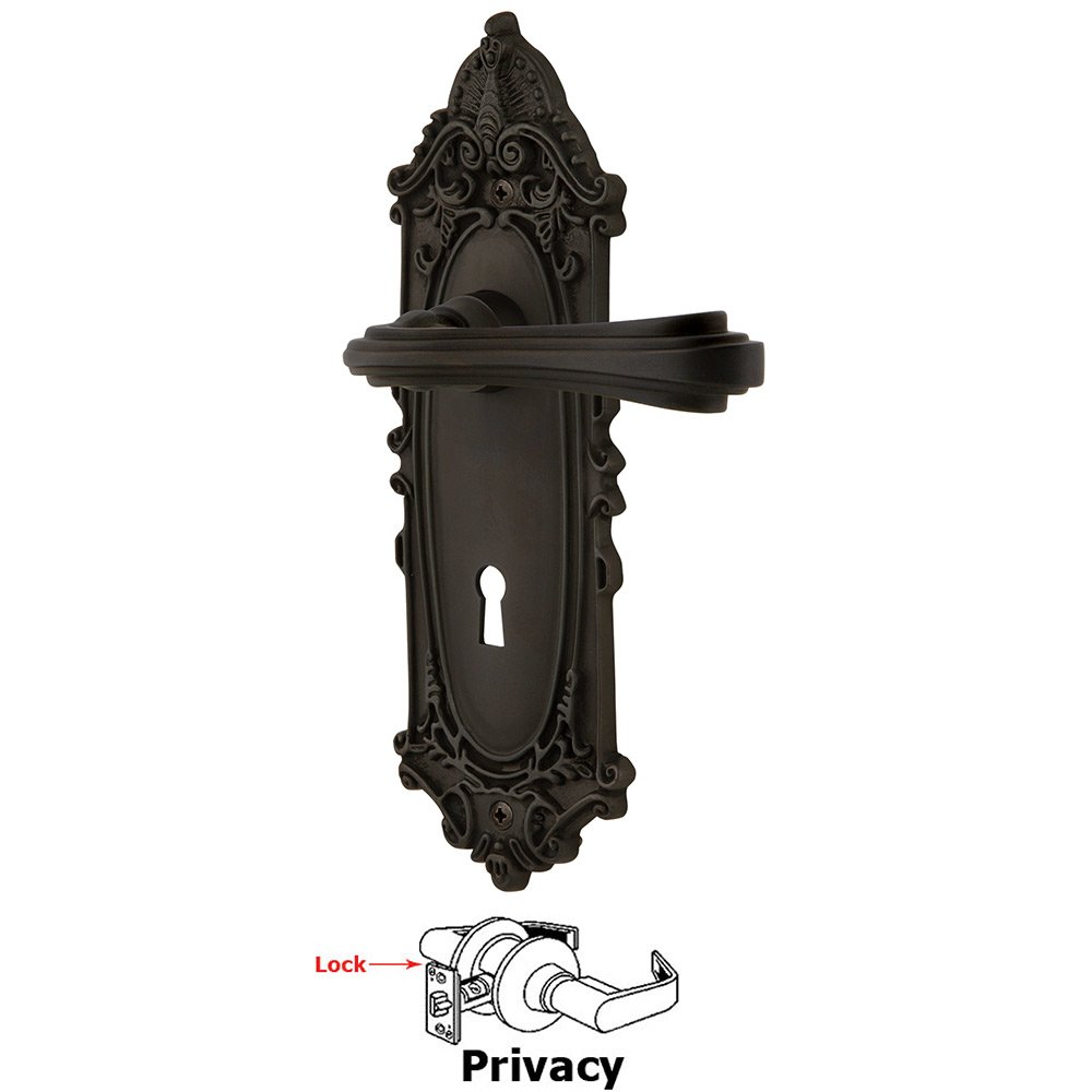 Victorian Plate Privacy with Keyhole and  Fleur Lever in Oil-Rubbed Bronze