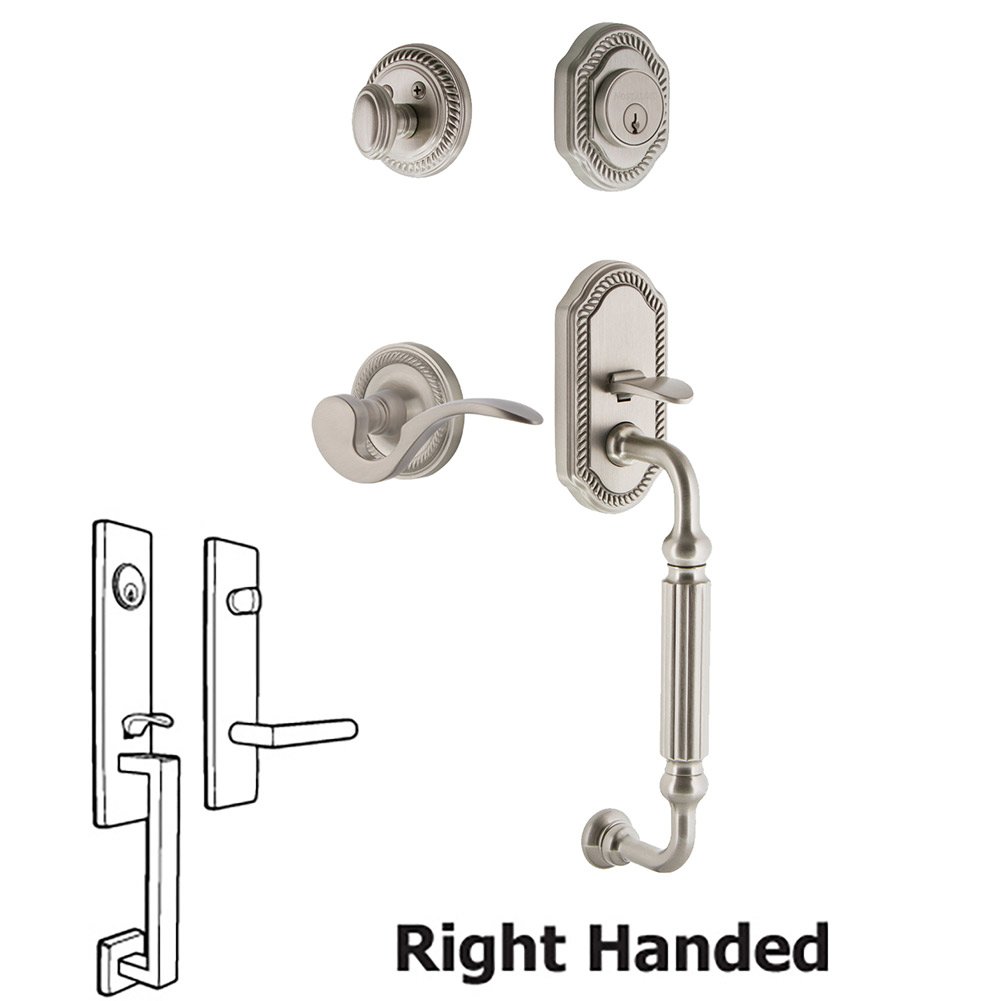 Rope Plate With F Grip And Manor Lever in Satin Nickel 