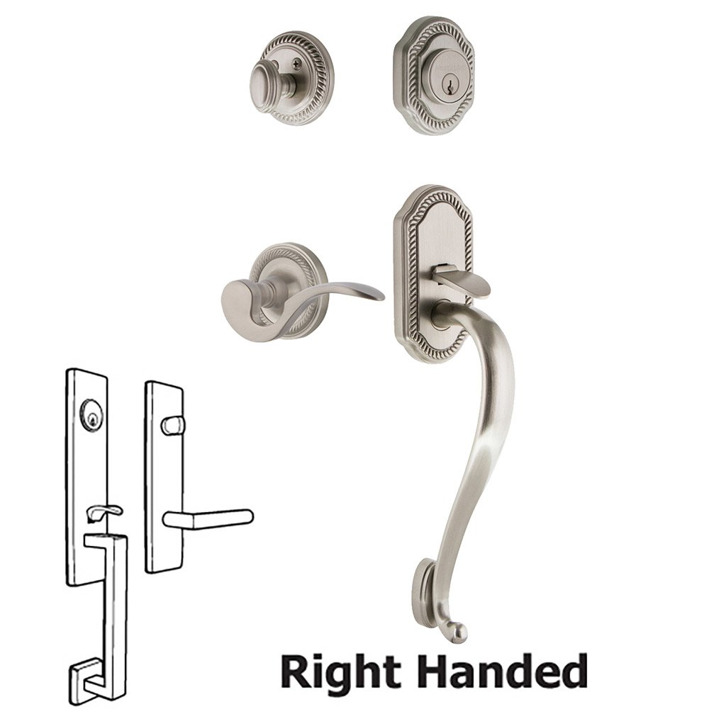 Rope Plate With S Grip And Manor Lever in Satin Nickel 