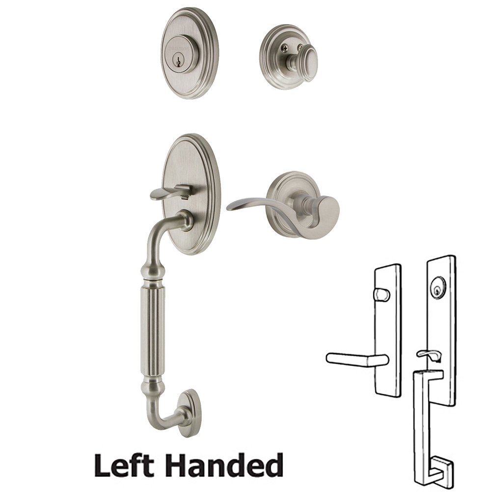 Classic Plate With F Grip And Manor Lever in Satin Nickel