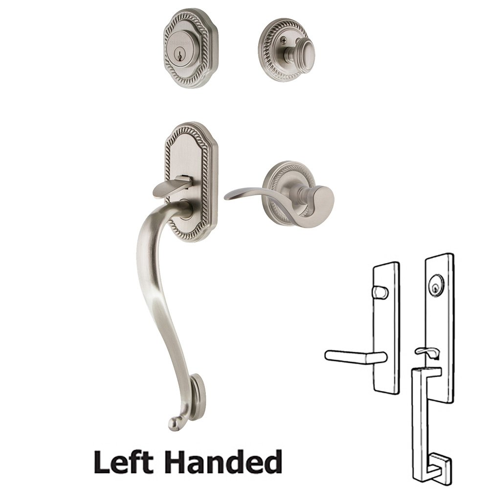 Rope Plate With S Grip And Manor Lever in Satin Nickel