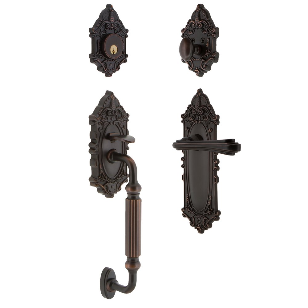 Victorian Plate With F Grip And Fleur Lever in Timeless Bronze