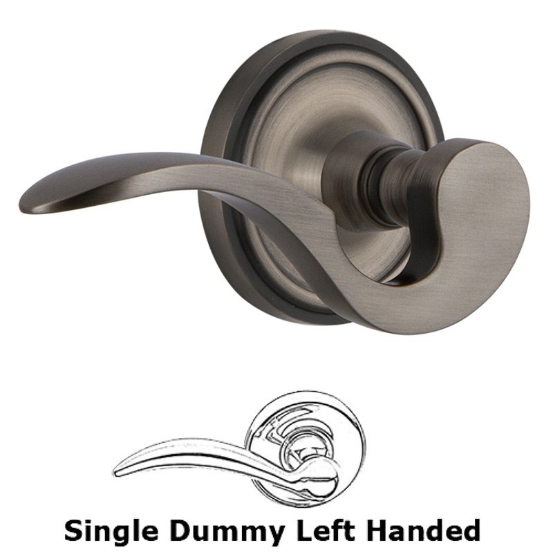 Classic Rose Single Dummy Left Handed Manor Lever in Antique Pewter