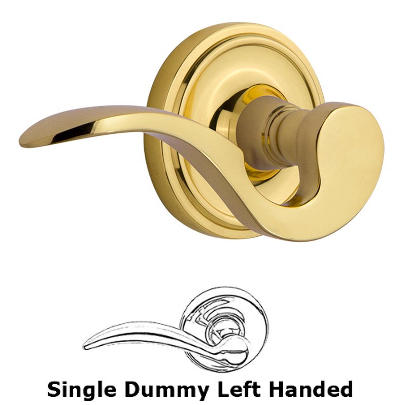 Classic Rose Single Dummy Left Handed Manor Lever in Polished Brass