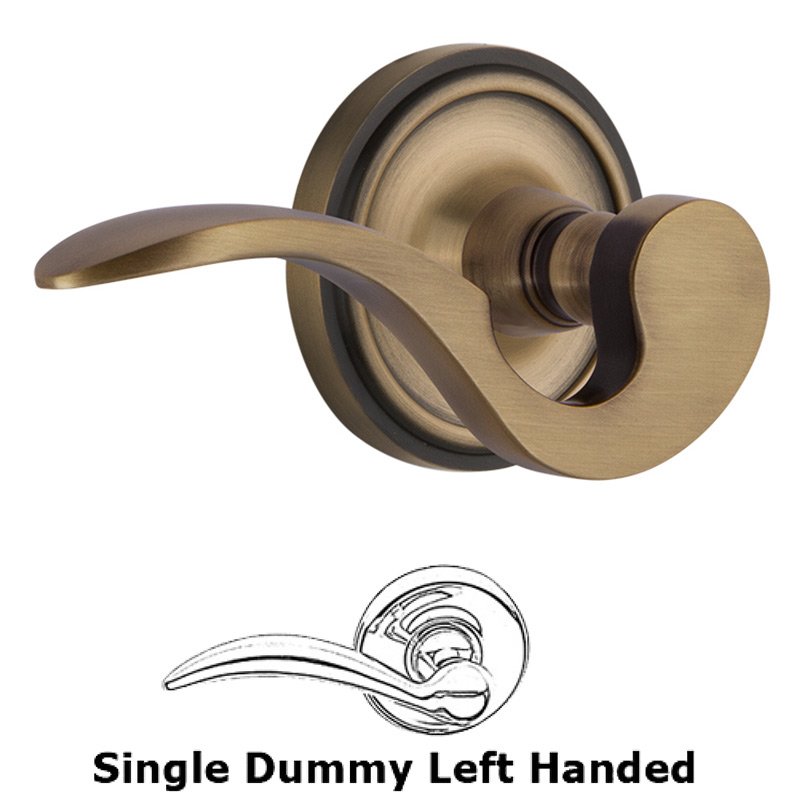 Classic Rose Single Dummy Left Handed Manor Lever in Antique Brass