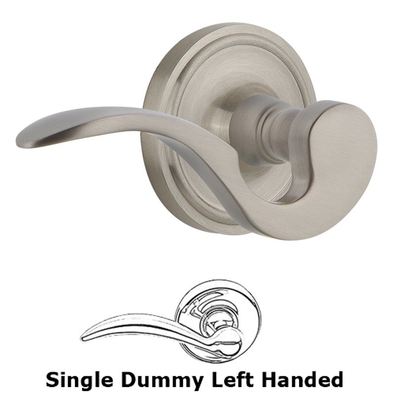 Classic Rose Single Dummy Left Handed Manor Lever in Satin Nickel