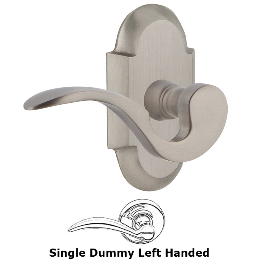 Cottage Plate Single Dummy Left Handed Manor Lever in Satin Nickel
