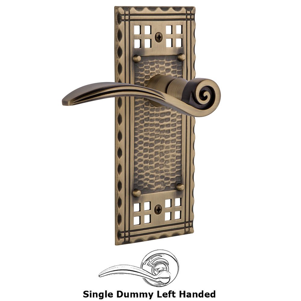 Craftsman Plate Single Dummy Swan Lever in Antique Brass