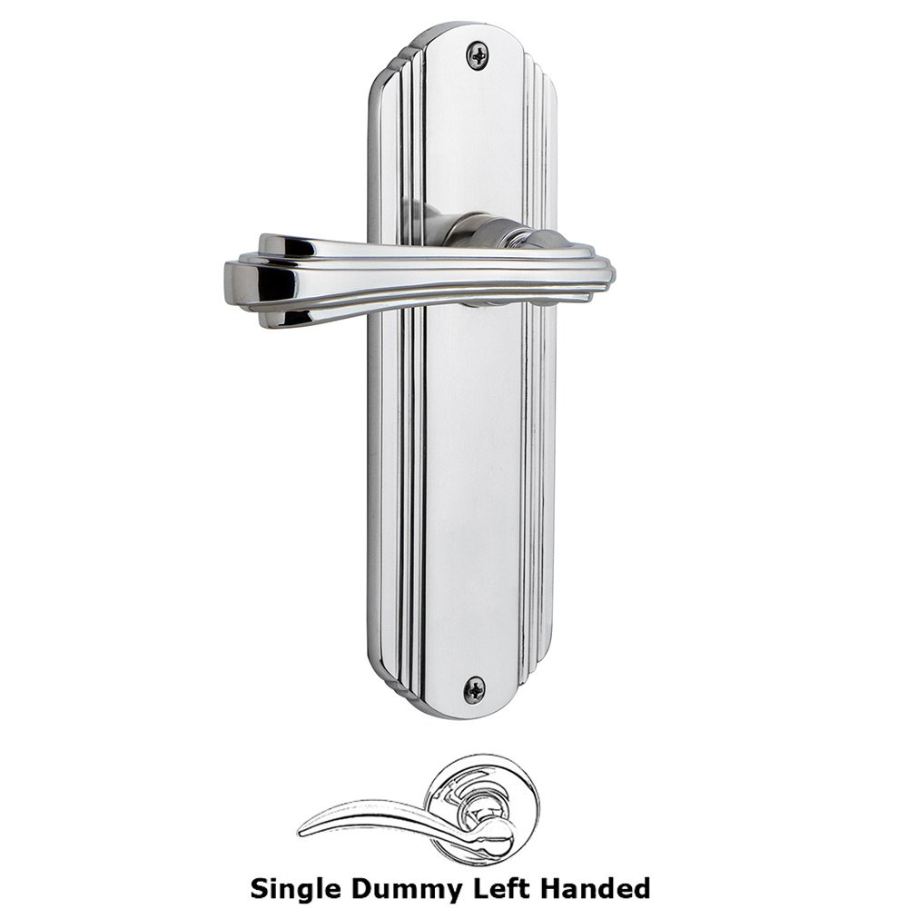 Deco Plate Single Dummy Left Handed Fleur Lever in Bright Chrome