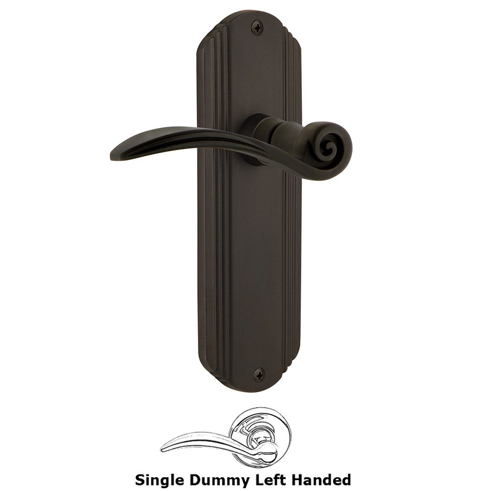 Deco Plate Single Dummy Left Handed Swan Lever in Oil-Rubbed Bronze