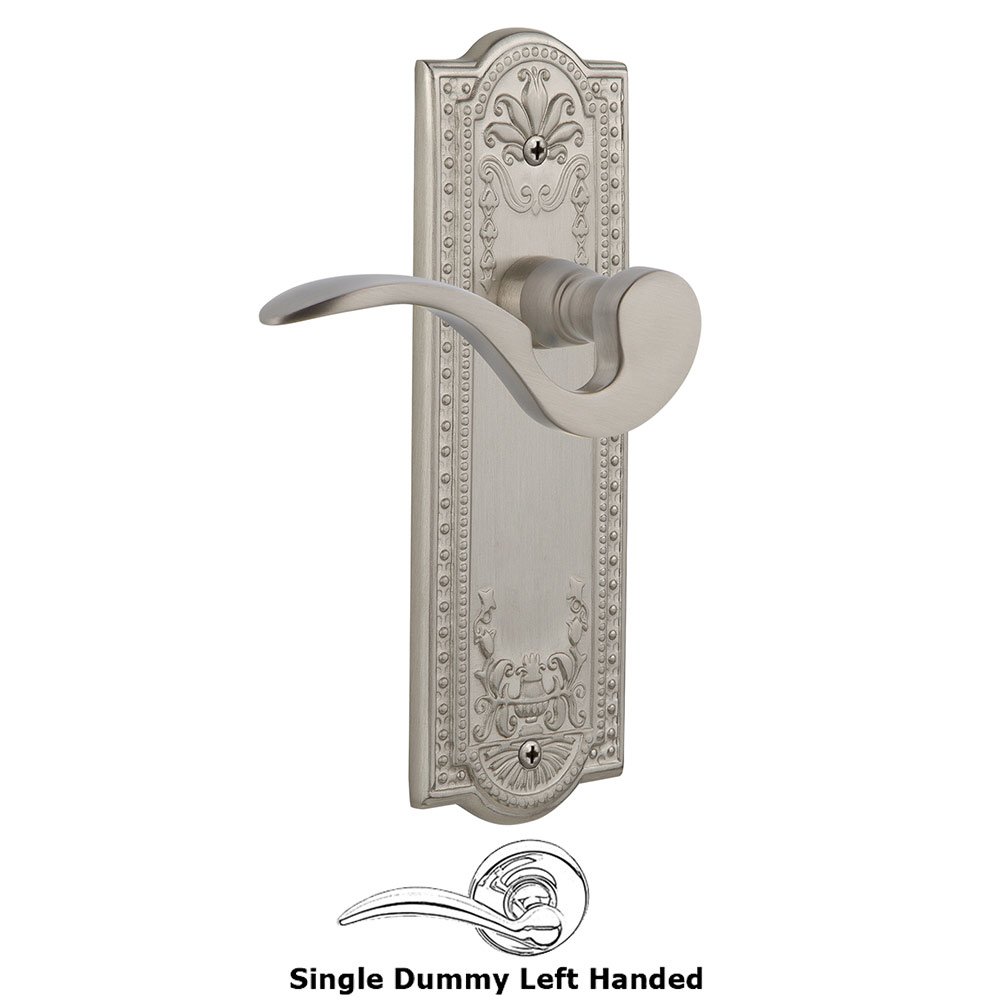 Meadows Plate Single Dummy Left Handed Manor Lever in Satin Nickel