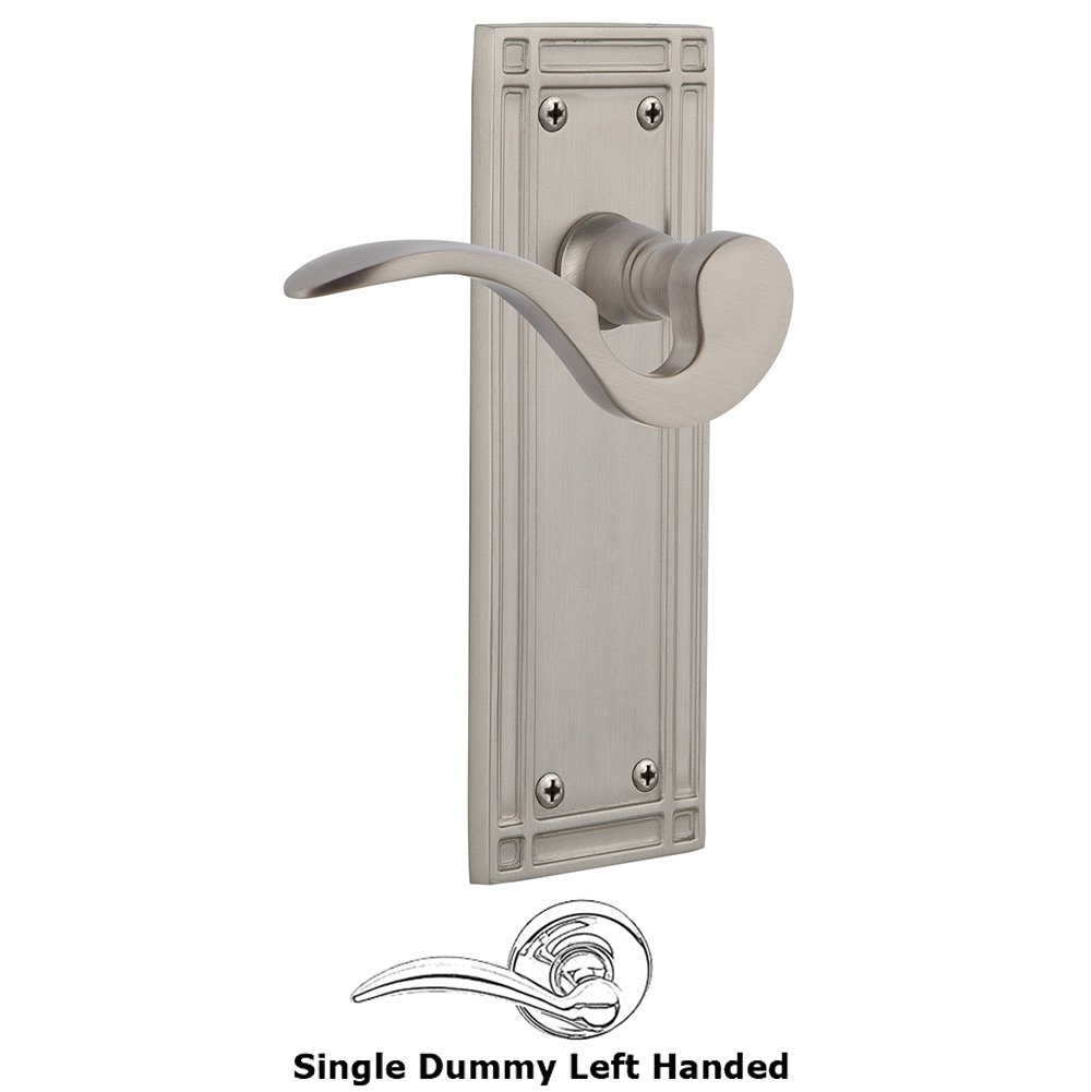 Mission Plate Single Dummy Left Handed Manor Lever in Satin Nickel