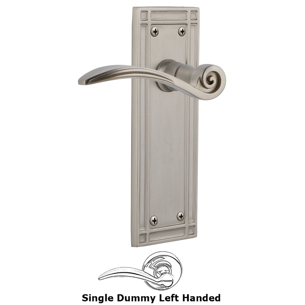 Mission Plate Single Dummy Left Handed Swan Lever in Satin Nickel