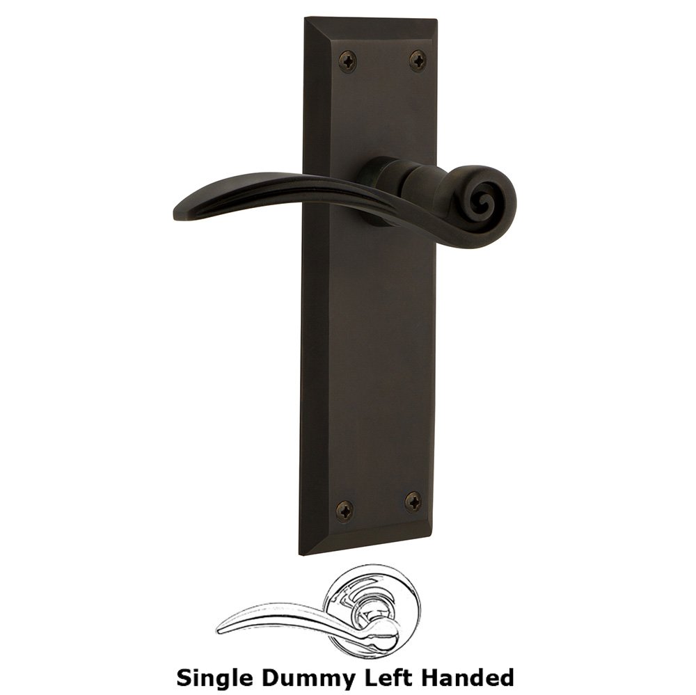 New York Plate Single Dummy Left Handed Swan Lever in Oil-Rubbed Bronze