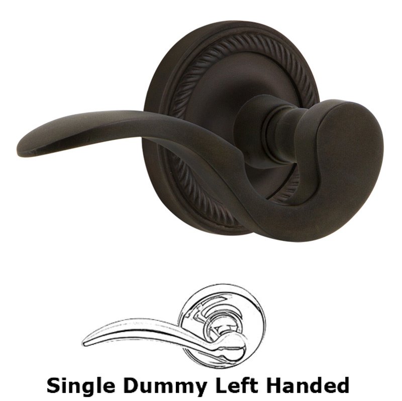 Rope Rose Single Dummy Left Handed Manor Lever in Oil-Rubbed Bronze