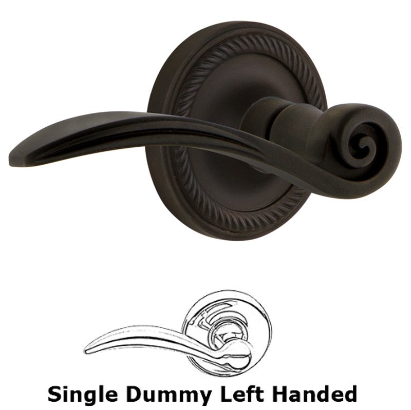 Rope Rose Single Dummy Left Handed Swan Lever in Oil-Rubbed Bronze