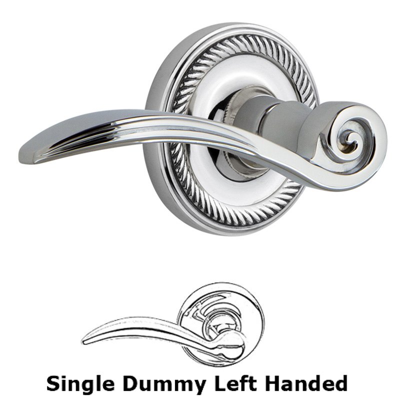 Rope Rose Single Dummy Left Handed Swan Lever in Bright Chrome