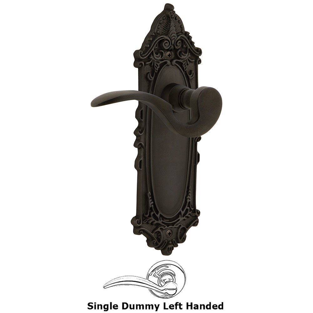 Victorian Plate Single Dummy Left Handed Manor Lever in Oil-Rubbed Bronze