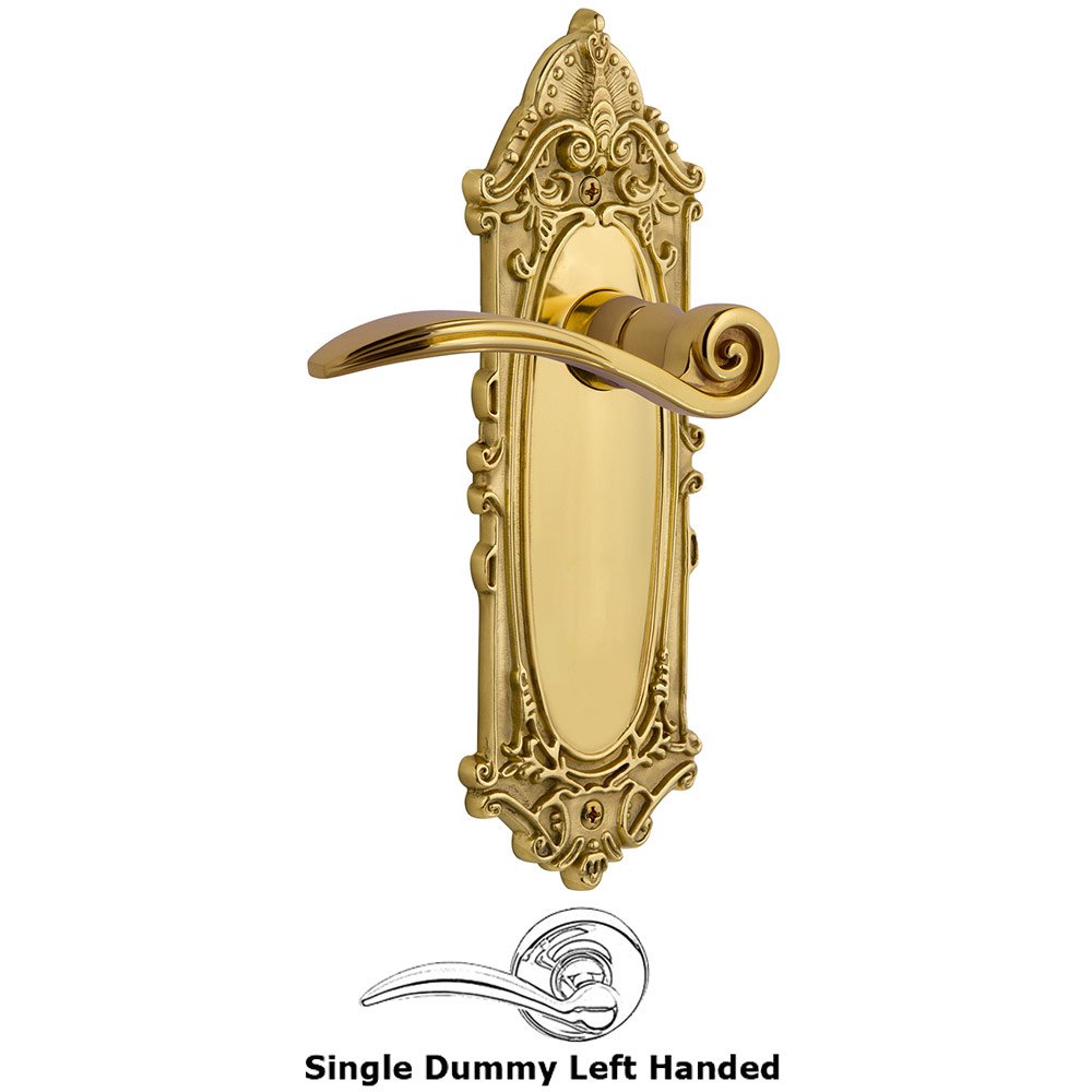 Victorian Plate Single Dummy Left Handed Swan Lever in Polished Brass