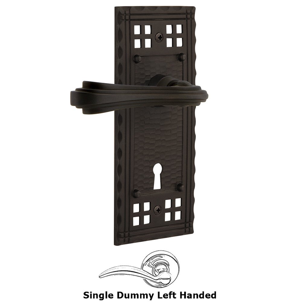 Craftsman Plate Single Dummy with Keyhole Left Handed Fleur Lever in Oil-Rubbed Bronze