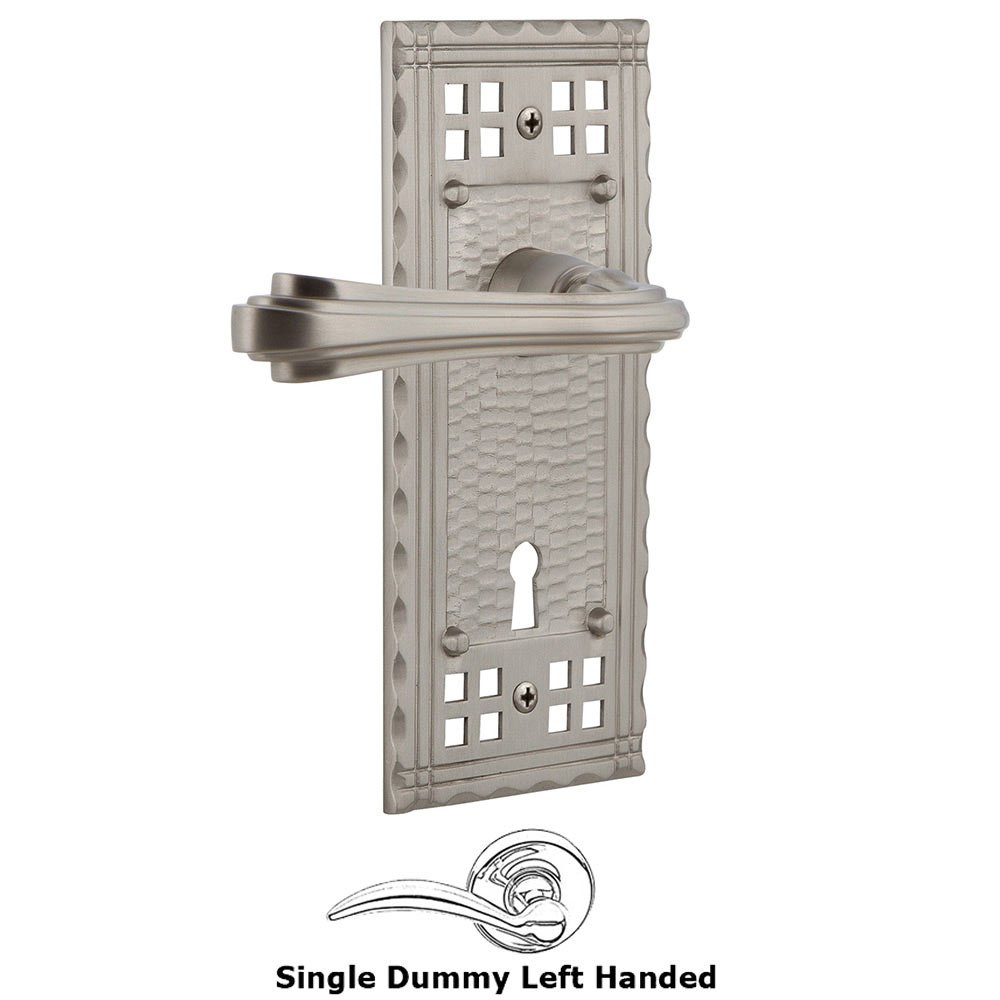 Craftsman Plate Single Dummy with Keyhole Left Handed Fleur Lever in Satin Nickel