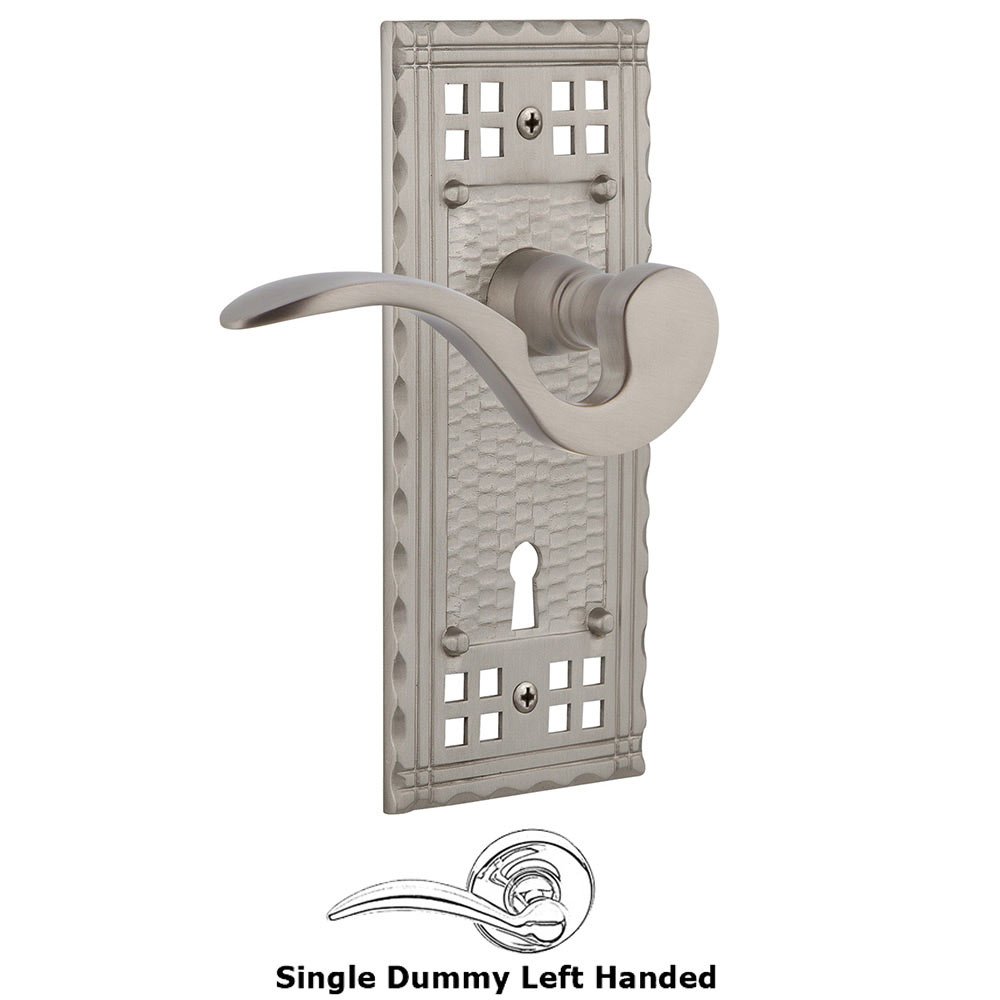Craftsman Plate Single Dummy with Keyhole Left Handed Manor Lever in Satin Nickel
