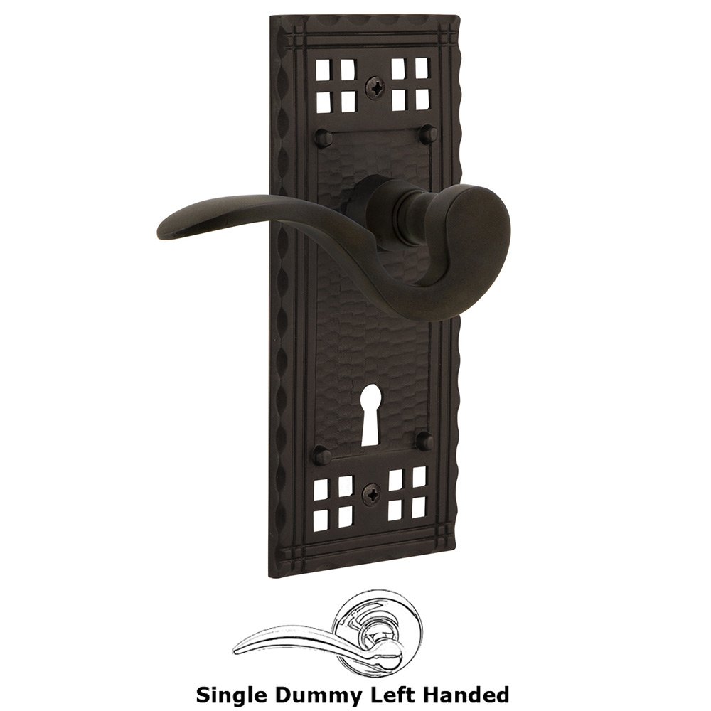 Craftsman Plate Single Dummy with Keyhole Left Handed Manor Lever in Oil-Rubbed Bronze