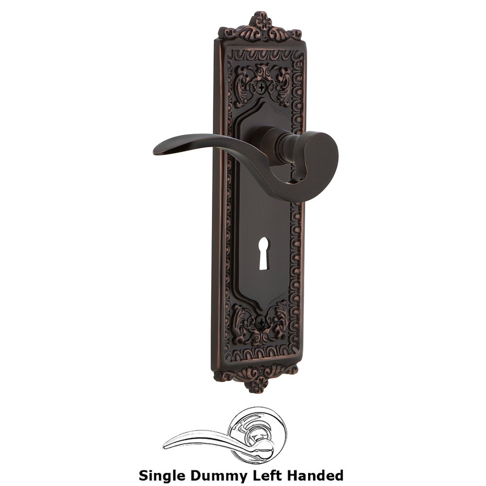 Egg & Dart Plate Single Dummy with Keyhole Left Handed Manor Lever in Timeless Bronze