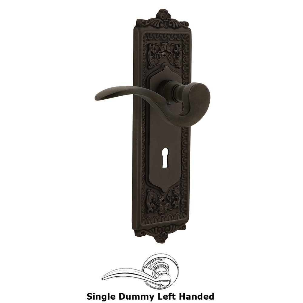 Egg & Dart Plate Single Dummy with Keyhole Left Handed Manor Lever in Oil-Rubbed Bronze