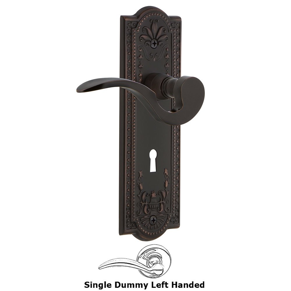 Meadows Plate Single Dummy with Keyhole Left Handed Manor Lever in Timeless Bronze