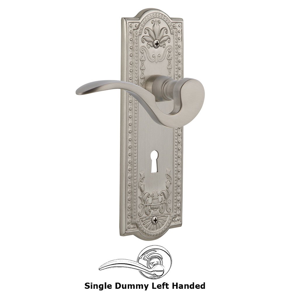 Meadows Plate Single Dummy with Keyhole Left Handed Manor Lever in Satin Nickel