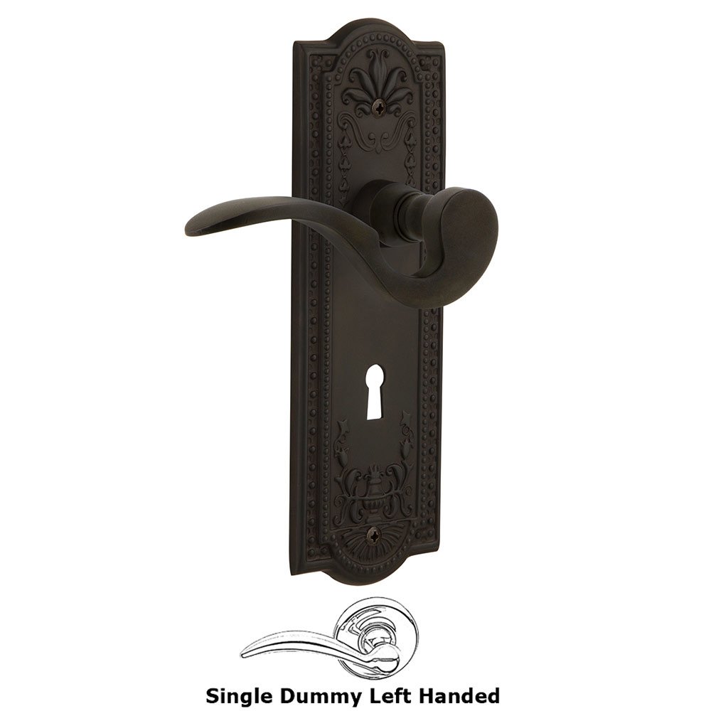 Meadows Plate Single Dummy with Keyhole Left Handed Manor Lever in Oil-Rubbed Bronze
