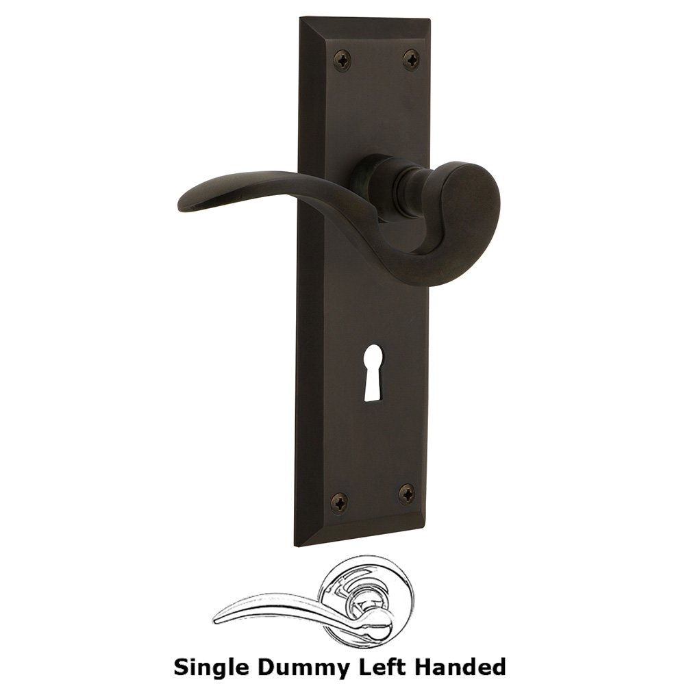 New York Plate Single Dummy with Keyhole Left Handed Manor Lever in Oil-Rubbed Bronze