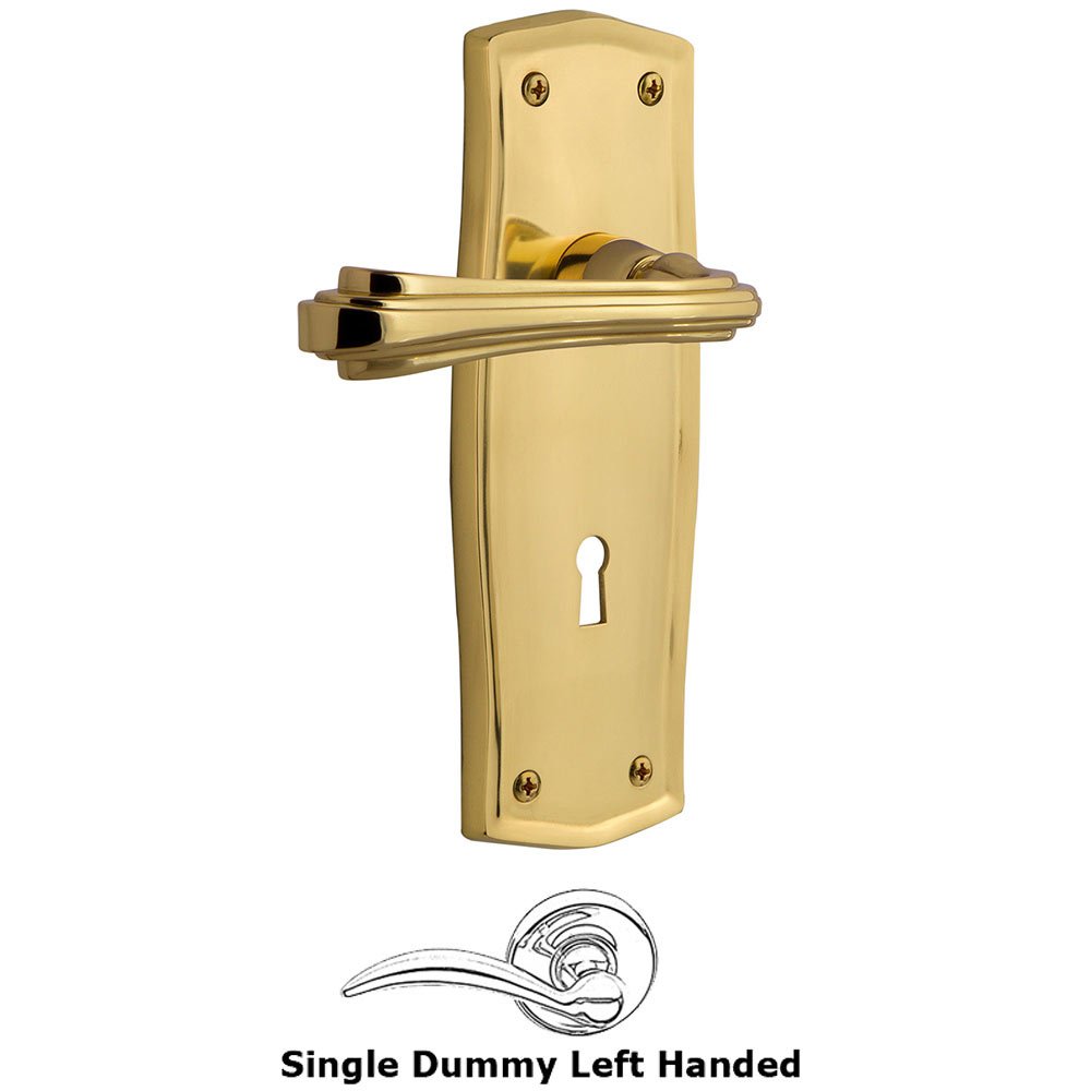 Prairie Plate Single Dummy with Keyhole Left Handed Fleur Lever in Unlacquered Brass