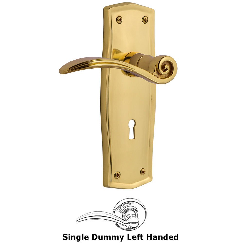 Prairie Plate Single Dummy with Keyhole Left Handed Swan Lever in Unlacquered Brass