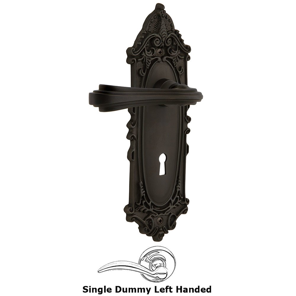Victorian Plate Single Dummy with Keyhole Left Handed Fleur Lever in Oil-Rubbed Bronze