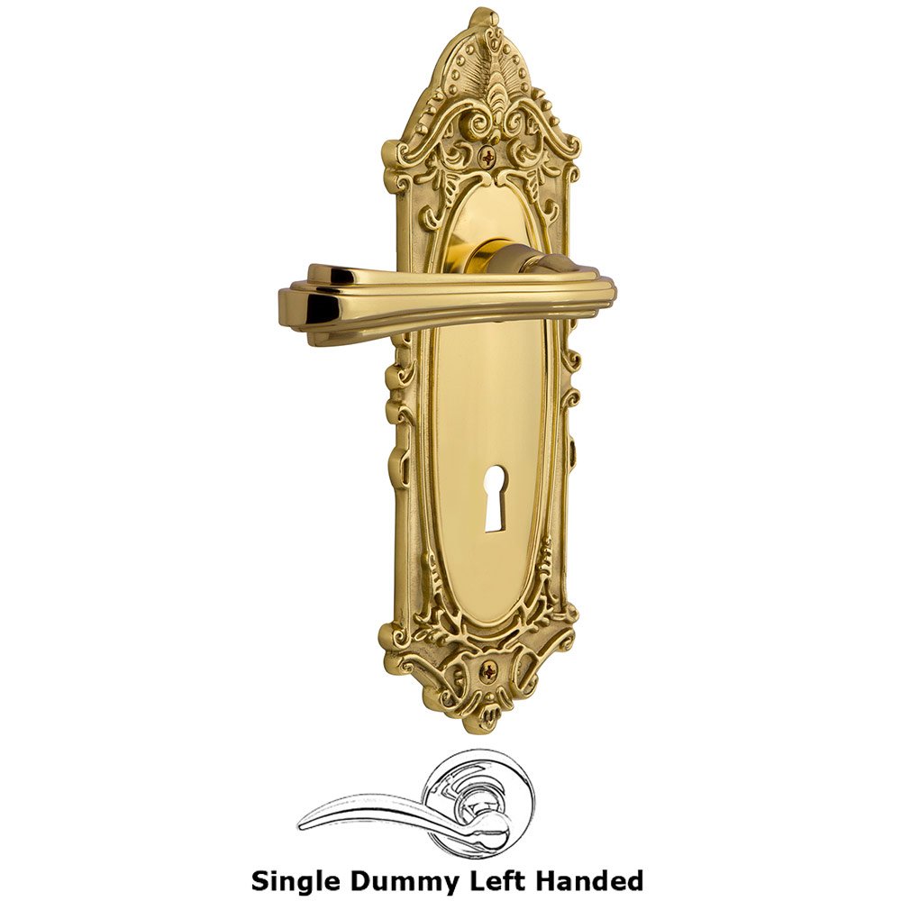 Victorian Plate Single Dummy with Keyhole Left Handed Fleur Lever in Polished Brass