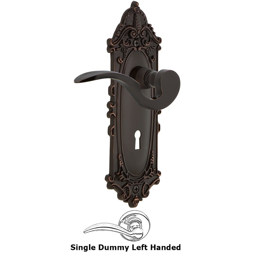 Victorian Plate Single Dummy with Keyhole Left Handed Manor Lever in Timeless Bronze