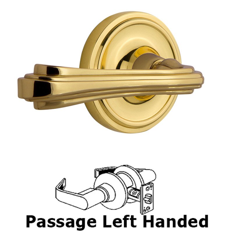Classic Rose Passage Left Handed Fleur Lever in Polished Brass