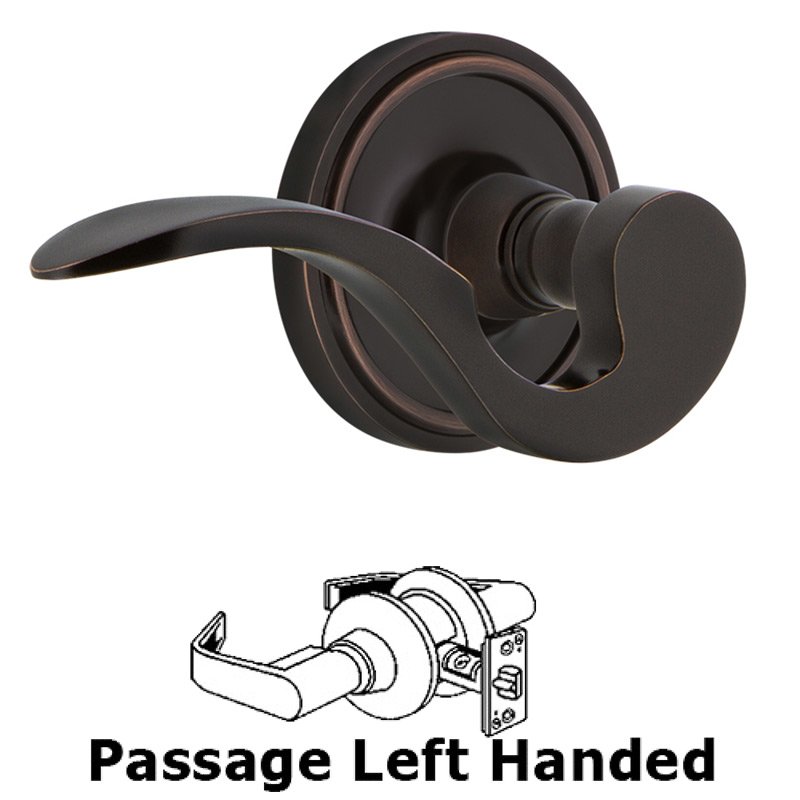 Classic Rose Passage Left Handed Manor Lever in Timeless Bronze