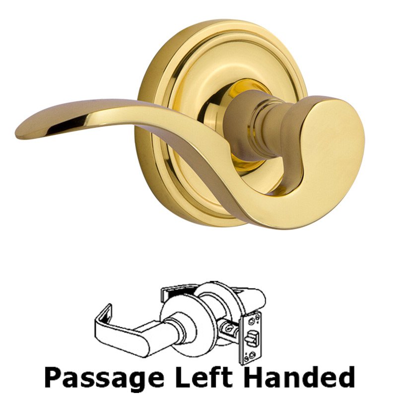 Classic Rose Passage Left Handed Manor Lever in Unlacquered Brass