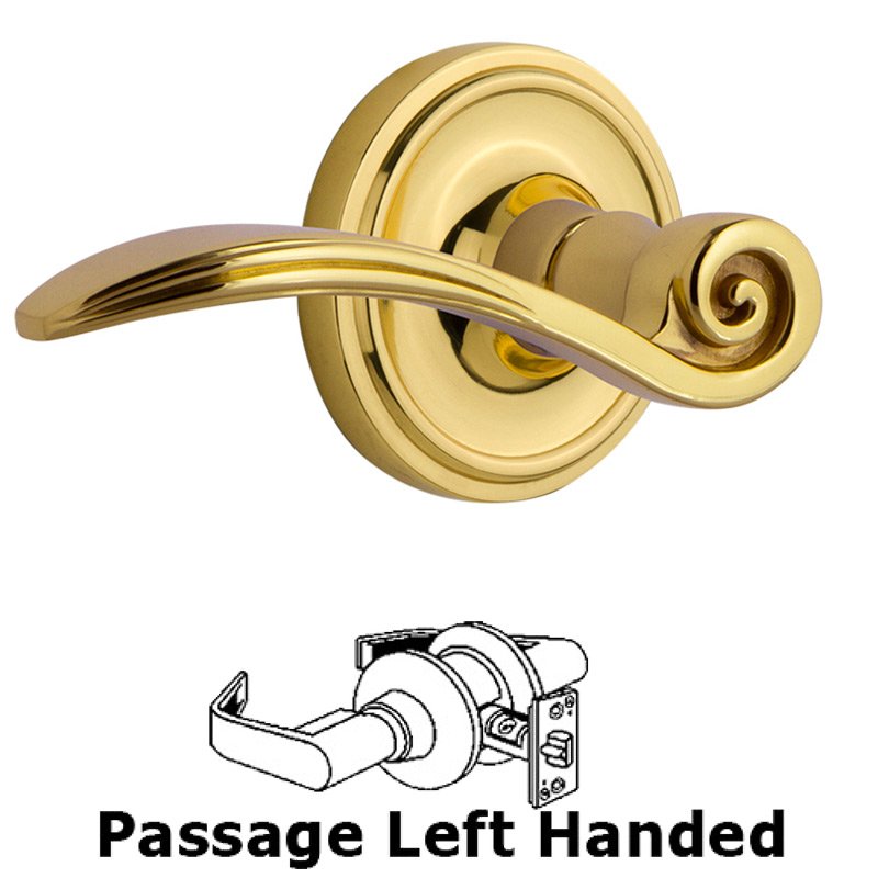 Classic Rose Passage Left Handed Swan Lever in Polished Brass