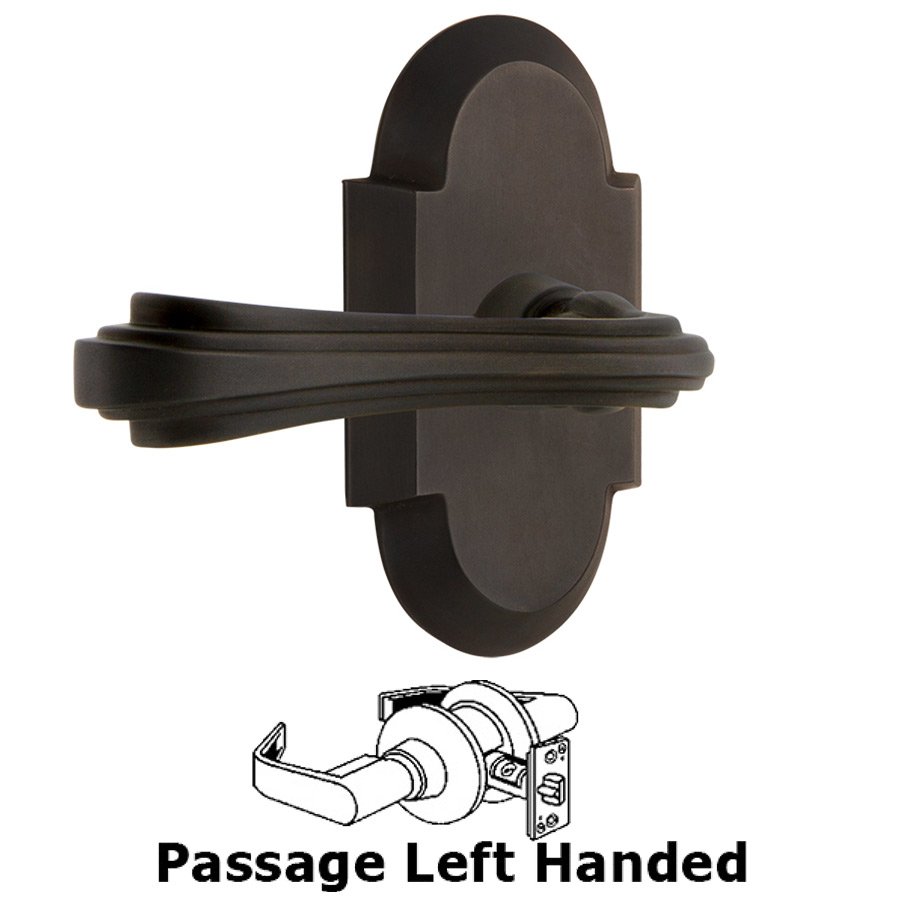 Cottage Plate Passage Left Handed Fleur Lever in Oil-Rubbed Bronze