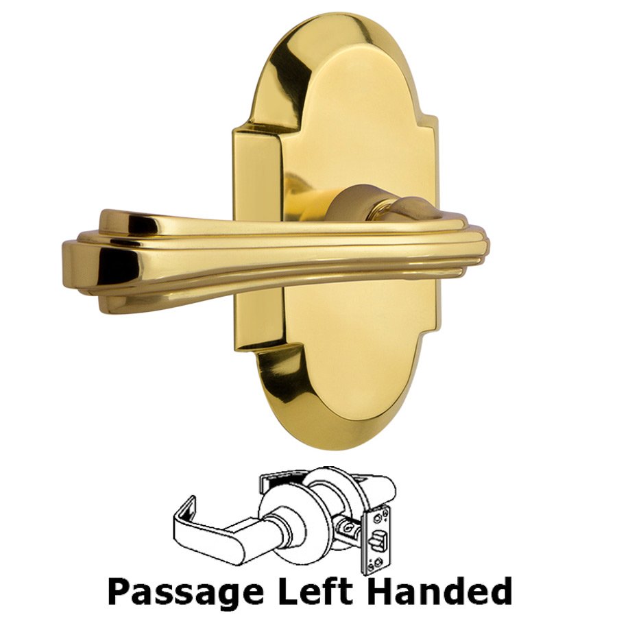 Cottage Plate Passage Left Handed Fleur Lever in Polished Brass