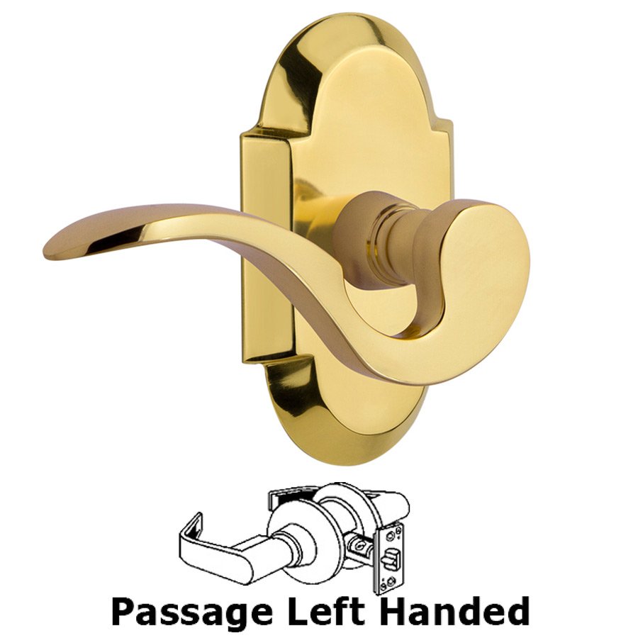 Cottage Plate Passage Left Handed Manor Lever in Polished Brass