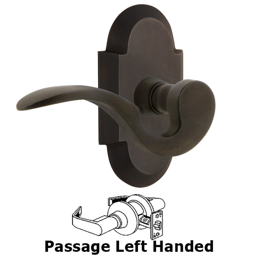 Cottage Plate Passage Left Handed Manor Lever in Oil-Rubbed Bronze