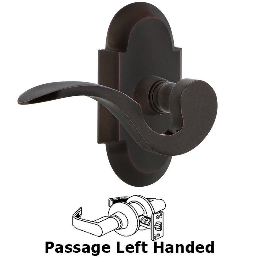 Cottage Plate Passage Left Handed Manor Lever in Timeless Bronze