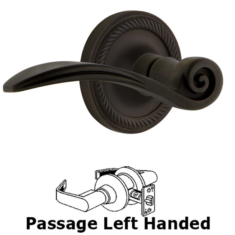 Rope Rose Passage Left Handed Swan Lever in Oil-Rubbed Bronze