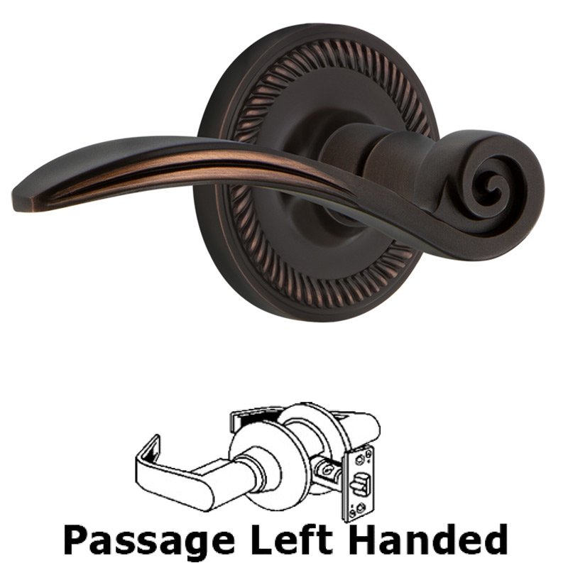 Rope Rose Passage Left Handed Swan Lever in Timeless Bronze