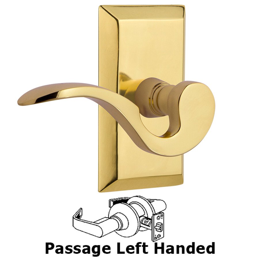 Studio Plate Passage Left Handed Manor Lever in Polished Brass